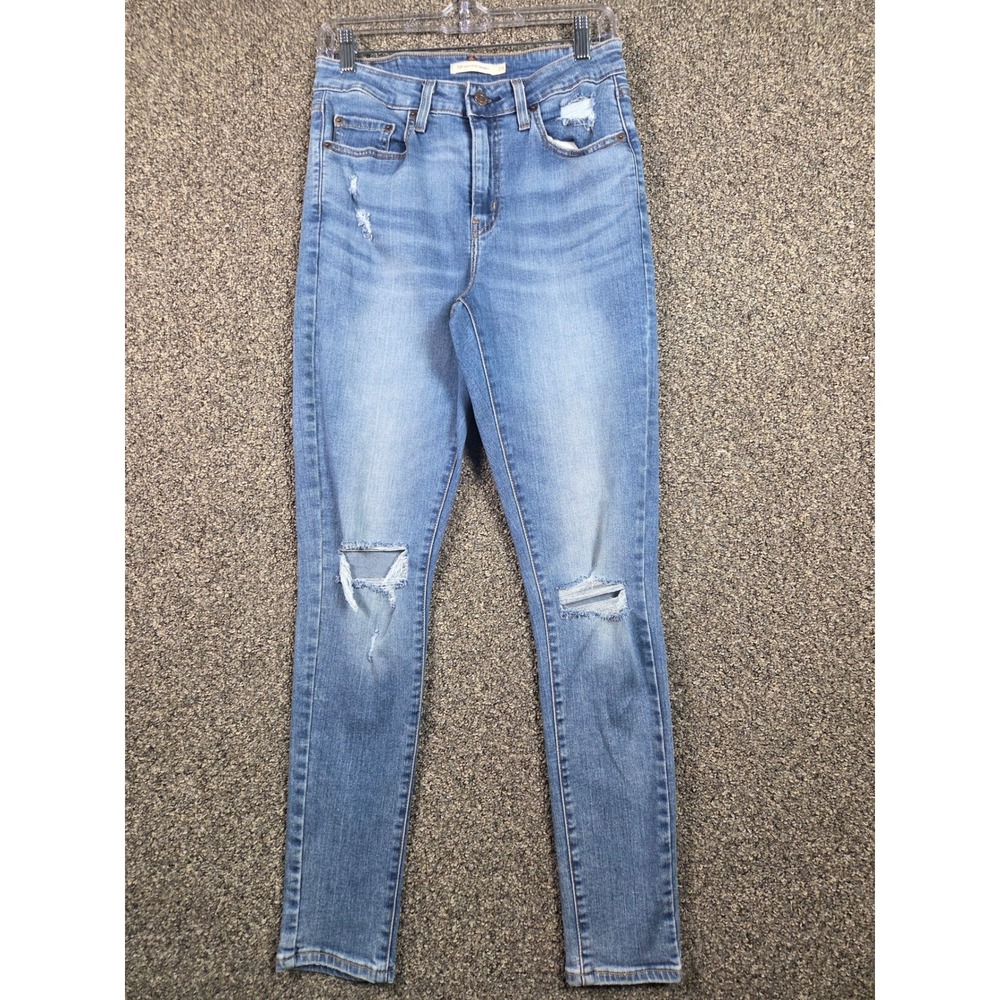 Levi's 721 High‎ Rise Skinny Women 25x30 Blue Distressed Denim Jeans
